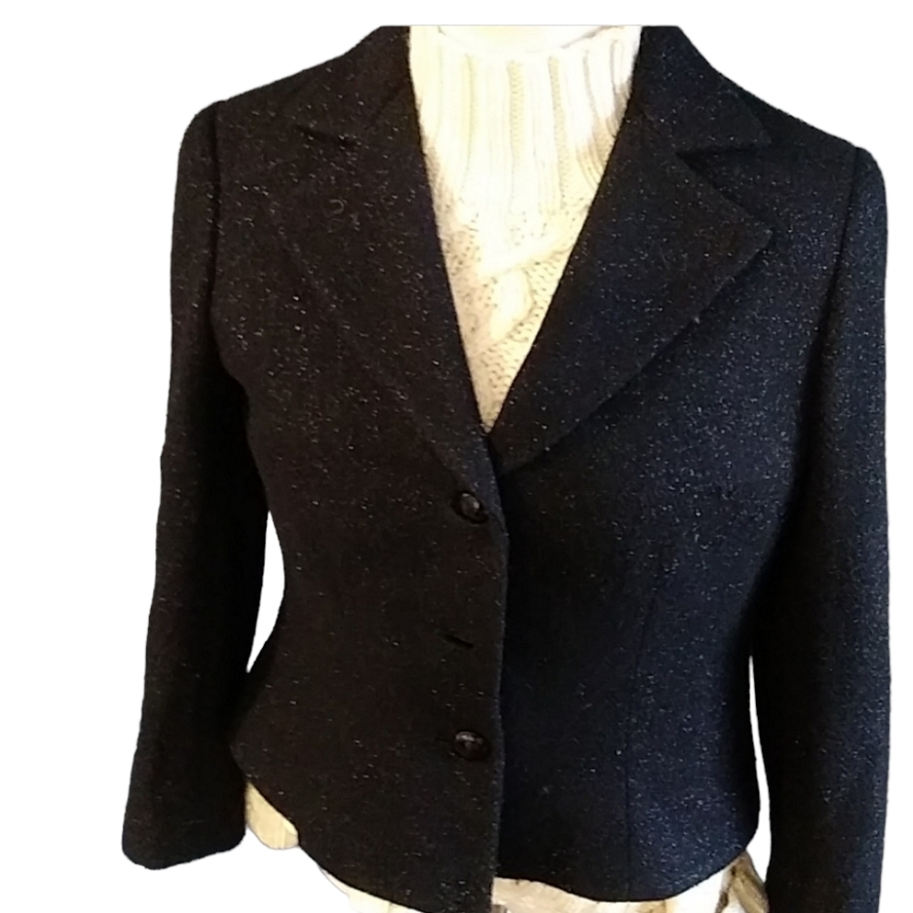 Lauren Ralph Lauren woman's black wool blend blazer jacket size 10